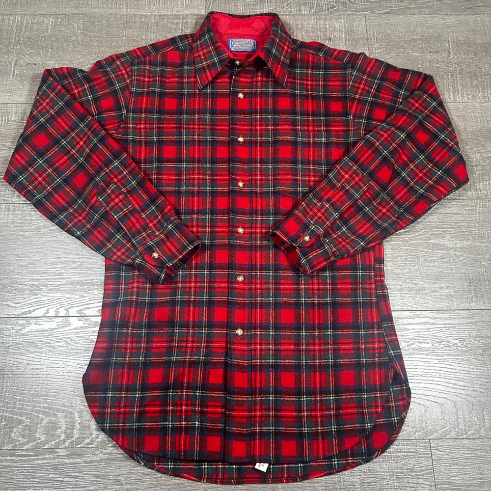 Pendleton Wool Plaid Shirt Red Blue Green Mens Small Authentic Prince Edward